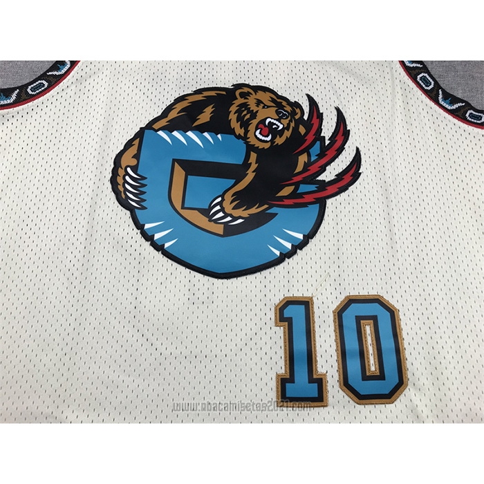 Camiseta Memphis Grizzlies Mike Bibby #10 Mitchell & Ness Chainstitch Crema